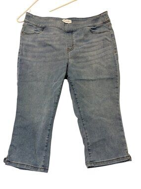 Lane Bryant Mid Rise Pull On Jegging Pedal Jeans Capris Elastic Waist Size 16